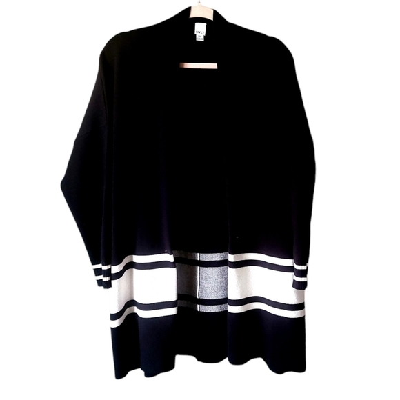 Anthropologie NVLT Black and White PIPPA Open Cardigan Knit Sweater Size M - Picture 2 of 7